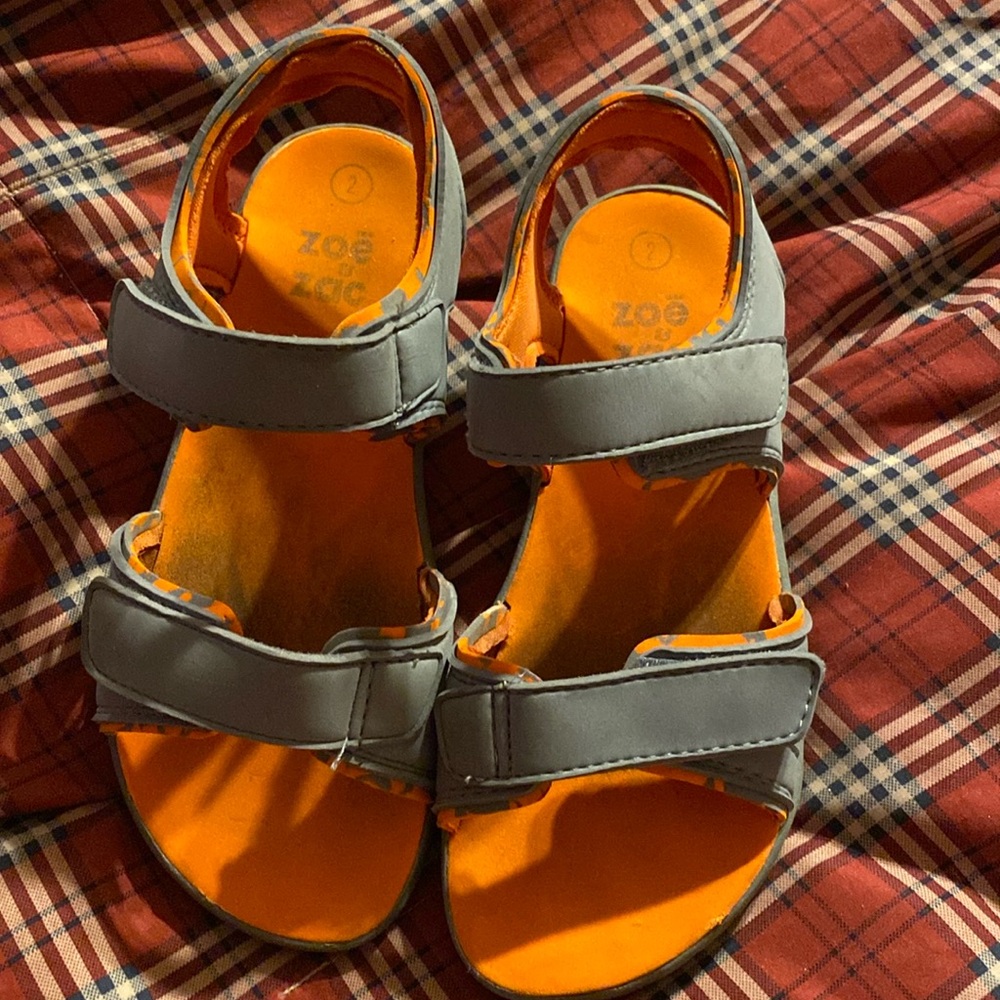 Boy, sandals, size 2, gray /orange